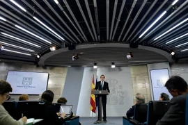 Thủ tướng Tây Ban Nha Mariano Rajoy phát biểu trong cuộc họp báo tại Madrid ngày 1/10. (Nguồn: AFP/TTXVN)