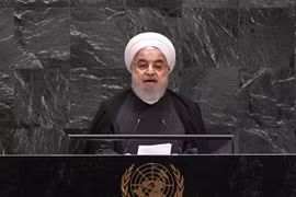 Tổng thống Iran Hassan Rouhani phát biểu tại Khóa họp 74 Đại hội đồng Liên hợp quốc ở New York (Mỹ) ngày 25/9/2019. (Nguồn: THX/TTXVN) 