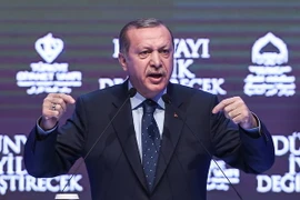 Tổng thống Tayyip Erdogan phát biểu tại Istanbul ngày 12/3. (Nguồn: AFP/TTXVN)
