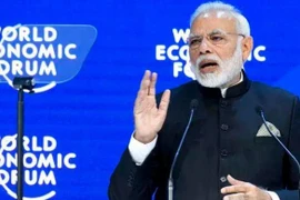 Thủ tướng Narendra Modi tại Diễn đàn kinh tế thế giới (WEF) được tổ chức tại Davos, Thụy Sĩ. (Nguồn: The Indian Express) 