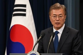 Tân Tổng thống Hàn Quốc Moon Jae-in tại cuộc họp báo ở Seoul ngày 10/5. (Nguồn: EPA/TTXVN)