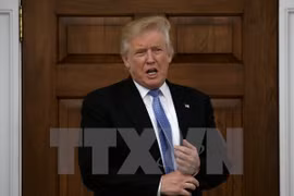 Tổng thống đắc cử Mỹ Donald Trump tại cuộc họp báo ở Bedminster, bang New Jersey ngày 20/11. (Nguồn: EPA/TTXVN)