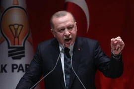 Tổng thống Thổ Nhĩ Kỳ Tayyip Erdogan phát biểu tại cuộc họp ở Ankara ngày 10/10/2019. (Nguồn: AFP/TTXVN) 