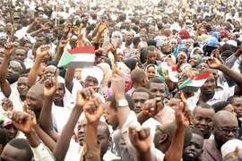 Người dân tham gia tuần hành tại thủ đô Khartoum, Sudan ngày 29/6/2019. (Nguồn: THX/TTXVN) 