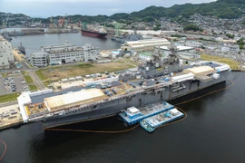 Chiến hạm USS Bonhomme Richard tại căn cứ hải quân Mỹ ở Sasebo. (Nguồn: stripes.com)