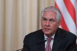 Ngoại trưởng Mỹ Rex Tillerson tại cuộc họp báo ở Moskva, Nga ngày 12/4. (Nguồn: THX/TTXVN)