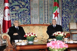 Chủ tịch Thượng viện Algeria Abdelkader Bensalah (phải) tiếp Tổng thống Tunisia Beji Caid Essebsi tại thủ đô Algiers ngày 4/2/2015. (Nguồn: THX/TTXVN)