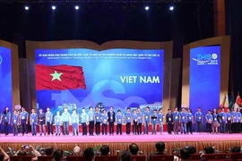 Đội chủ nhà Việt Nam dự thi Olympic Toán học và Khoa học quốc tế lần thứ 16 - IMSO 2019. (Ảnh: Thanh Tùng/TTXVN) 