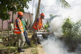 Quân đội Cộng hòa Dominica phun thuốc chống muỗi tại Santo Domingo sau khi nước này xác nhận có đã có 10 ca nhiễm Zika trong thời gian qua. (Nguồn: AFP/TTXVN)