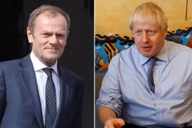 Thủ tướng Anh Boris Johnson (phải) và Chủ tịch Hội đồng châu Âu Donald Tusk. (Nguồn: PA) 