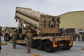 Lực lượng Mỹ tại Hàn Quốc diễn tập hệ thống THAAD tại căn cứ ở Pyeongtaek, phía Nam thủ đô Seoul ngày 24/4/2019. (Nguồn: Yonhap/TTXVN) 