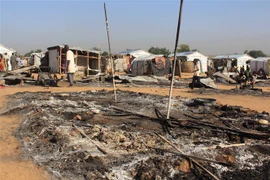 Nhà cửa bị thiêu rụi sau cuộc tấn công tại Nigeria . (Nguồn: AFP/TTXVN) 