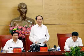 Chủ tịch nước Trần Đại Quang phát biểu kết luận buổi làm việc. (Ảnh: Nhan Sáng/TTXVN)