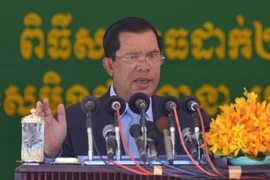 Thủ tướng Campuchia Samdech Hun Sen phát biểu tại Phnom Penh ngày 11/7. (Nguồn: THX/TTXVN)