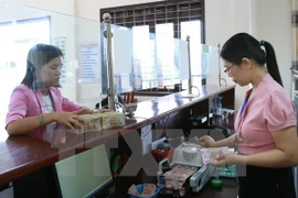 Khách hàng giao dịch tại Kho bạc Nhà nước huyện Cam Lộ, tỉnh Quảng Trị. (Ảnh: Hoàng Hùng/TTXVN)