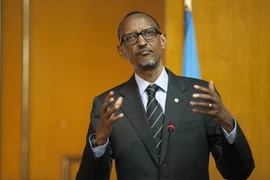 Tổng thống Rwanda Paul Kagame tại một cuộc họp báo ở Addis Ababa, Ethiopia ngày 16/4. (Nguồn: AFP/TTXVN)