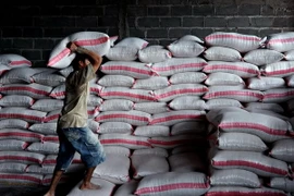 Công nhân vận chuyển các bao ngô tại một khu chợ ở thủ đô Managua của Nicaragua. (Nguồn: AFP/TTXVN)