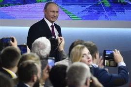 Tổng thống Nga Vladimir Putin trong cuộc họp báo thường niên tại Moskva ngày 20/12/2018. (Nguồn: AFP/TTXVN) 