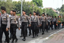Cảnh sát Indonesia triển khai tại Jakarta. (Nguồn: AFP/TTXVN)