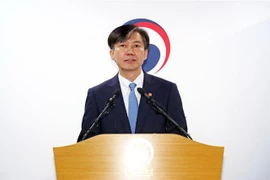 Bộ trưởng Tư pháp Hàn Quốc Cho Kuk phát biểu tại Gwacheon, phía nam Seoul ngày 14/10/2019. (Nguồn: Yonhap/TTXVN) 