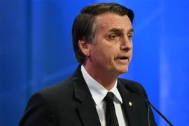Ứng cử viên Tổng thống Brazil Jair Bolsonaro phát biểu trong buổi tranh luận trên truyền hình ở thành phố Sao Paulo ngày 17/8. (Nguồn: AFP/TTXVN)