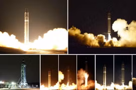 Vụ phóng thử tên lửa đạn đạo liên lục địa Hwasong-15. (Nguồn: Yonhap/TTXVN)