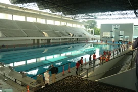Khu Thi đấu thể thao dưới nước trong quần thể sân vận động Bung Karno ở Jakarta. (Ảnh: Đỗ Quyên/Vietnam+)