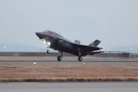 Máy bay chiến đấu tàng hình F-35B hạ cánh tại căn cứ hải quân Mỹ Iwakuni, tỉnh Yamaguchi, Nhật Bản ngày 18/1/2017. (Nguồn: AFP/TTXVN) 