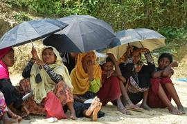 Người tị nạn Rohingya tại khu trại tạm Kutupalong ở Ukhia, Bangladesh ngày 25/10, sau khi sơ tán khỏi bang Rakhine của Myanmar. (Nguồn: AFP/TTXVN)