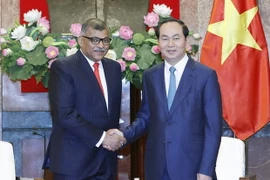Chủ tịch nước Trần Đại Quang tiếp Ngài Sundaresh Menon, Chánh án Tòa án Tối cao Cộng hòa Singapore sang thăm và làm việc tại Việt Nam. (Ảnh: Nhan Sáng/TTXVN)