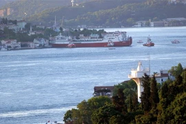 Tàu thuyền di chuyển trên Eo biển Bosporus, Istanbul, Thổ Nhĩ Kỳ. (Nguồn: AFP/TTXVN)
