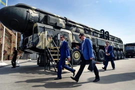 Tên lửa đạn đạo liên lục địa của Nga được trưng bày tại Kubinka, ngoại ô Moskva ngày 22/8/2017. (Nguồn: AFP/TTXVN)