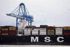 Tàu hàng MSC Gayane nơi phát hiện các container chứa ma túy tại cảng biển Packer ở Philadelphia, bang Pennsylvania, Mỹ ngày 18/6. (Nguồn: AFP/TTXVN) 