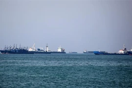 Các tàu chở hàng đi qua vùng Vịnh. (Nguồn: AFP/TTXVN) 