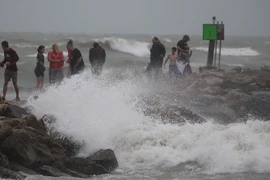 Sóng lớn do ảnh hưởng của bão ở Venice, Florida, Mỹ. (Nguồn: AFP/TTXVN)