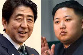 Nhà lãnh đạo Triều Tiên Kim Jong-un và Thủ tướng Nhật Bản Shinzo Abe. (Nguồn: goldsea.com)