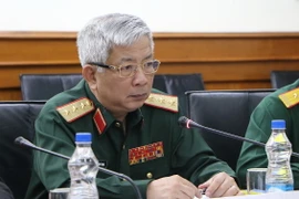 Thượng tướng Nguyễn Chí Vịnh, Thứ trưởng Bộ Quốc phòng, phát biểu tại Đối thoại. (Ảnh: Huy Bình/Vietnam+)