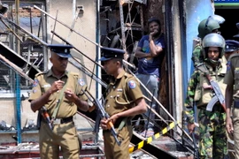 Cảnh sát Sri Lanka gác tại Kandy ngày 6/3. (Nguồn: AFP/TTXVN)