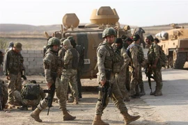 Binh sỹ Thổ Nhĩ Kỳ được triển khai tại Ras al-Ain, Đông Bắc Syria ngày 28/10/2019. (Nguồn: AFP/TTXVN) 