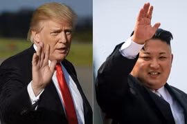 Tổng thống Donald Trump (trái) với nhà lãnh đạo Triều Tiên Kim Jong-un (phải). (Nguồn: AFP/TTXVN)