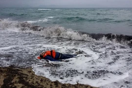 Thi thể của một người di cư gặp nạn tại bờ biển Izmir ở quận Dikili, Thổ Nhĩ Kỳ. (Nguồn: AFP/TTXVN) 