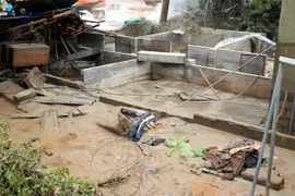 Hiện trường nơi xảy ra vỡ thân đập bao hồ chứa quặng thải Nhà máy DAP số 2. (Ảnh: Quốc Khánh/TTXVN)