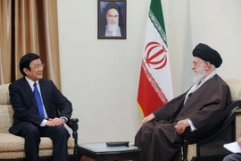 Trong khuôn khổ chuyến khăm Iran, Chủ tịch nước Trương Tấn Sang đến dự và phát biểu tại Diễn đàn Doanh nghiệp Việt Nam-Iran. (Ảnh: Nguyễn Khang/TTXVN)