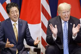 Tổng thống Mỹ Donald Trump (phải) và Thủ tướng Nhật Bản Shinzo Abe. (Nguồn: Kyodo) 