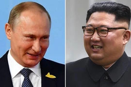 Tổng thống NgaVladimir Putin và nhà lãnh đạo Triều Tiên Kim Jong-un. (Nguồn: Sky News) 