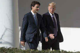 Thủ tướng Canada Justin Trudeau (trái) trong cuộc gặp với Tổng thống Mỹ Donald Trump (phải) tại Washington, DC nhân chuyến thăm Mỹ ngày 13/2. (Nguồn: AFP/TTXVN)