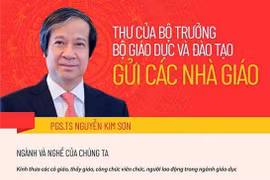 Bức thư gửi ngành giáo dục của tân Bộ trưởng Bộ Giáo dục và Đào tạo Nguyễn Kim Sơn. (Ảnh chụp màn hình)