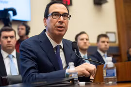 Bộ trưởng Tài chính Mỹ Steven Mnuchin phát biểu tại Washington, DC, ngày 22/5/2019. (Nguồn: AFP/TTXVN)