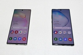 Mẫu phablet Samsung Galaxy Note 10 được giới thiệu tại một sự kiện ở New York, Mỹ, ngày 7/8/2019. (Nguồn: AFP/TTXVN)
