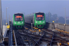 Tuyến đường sắt Cát Linh-Hà Đông dự kiến khai thác 13 đoàn tàu. (Ảnh: Huy Hùng/TTXVN)
